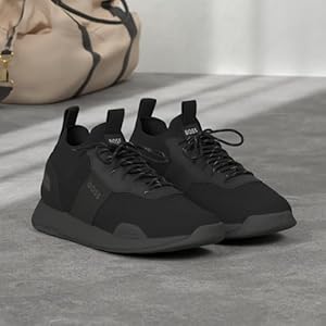 Hugo Boss nowoczesne sneakersy męskie, Czarny olej, 40 EU